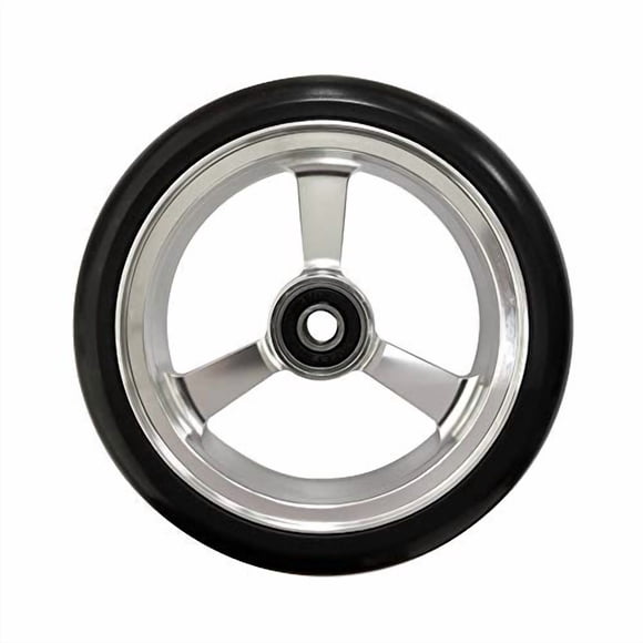 RIANTWHEEL , 5.0 X 1.0 Pouces, Roues en PU, Roulettes de Fauteuil Roulant, Jante en Aluminium, une Paire (Argent)