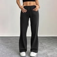 thumbnail image 4 of Wutalume Women's Elastic Drawstring Yoga Sweatpants - Flared Loose Trousers for Outdoor Exercise, Comfy Casual Pants,Black L, 4 of 7