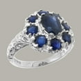 thumbnail image 2 of LBG British Made Solid 925 Sterling Silver Natural Sapphire Womens Anniversary Ring - 33 size options - Size 12, 2 of 7
