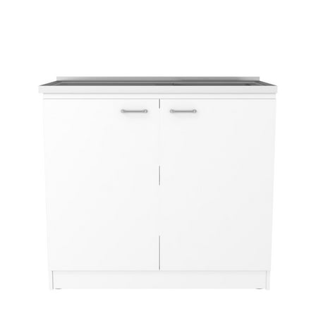 Newboti Furniture Napoles Utility Sink With Cabinet, Double Door, One Shelf -White 32414