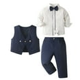 thumbnail image 5 of Boys Suits Formal Long Sleeve Shirt Vest Suspenders Pant Casual Birthday Party Evening Performance Elegant 3 Piece Outfits 6-7 Y, 5 of 10