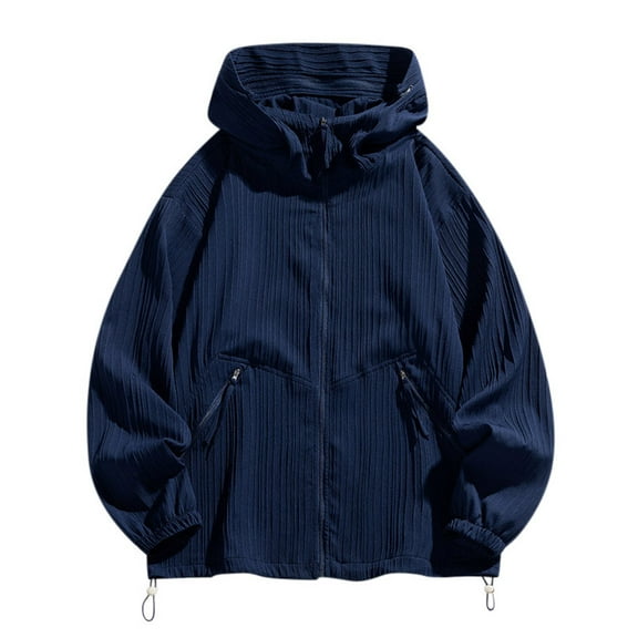 Men's Hoodies UPF 50  Sun Protection Performance Long Sleeve T-Shirt Quick Dry Outdoor Hoodies Navy XL