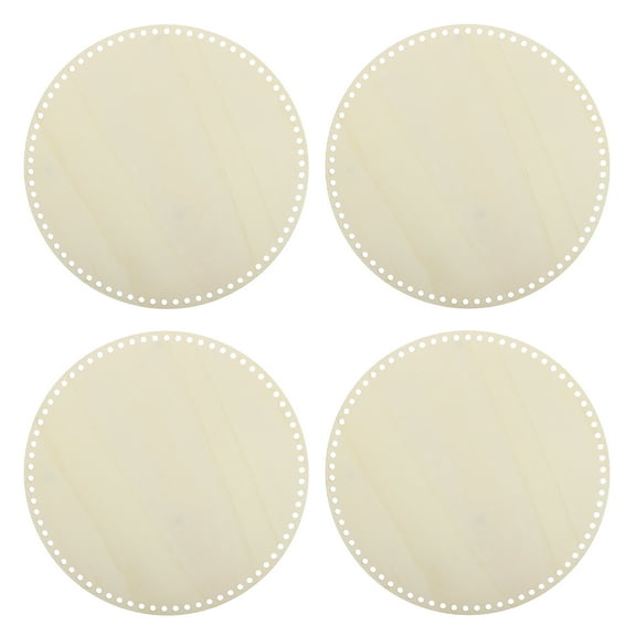 Uxcell 4Pcs Wooden Basket Bottom, 11.81" Round Blank Natural Wood Base Crochet Basket