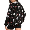 thumbnail image 2 of HELLHERO Soft Zip Up Jacket for Fall Daily, Skull and Mushroom Pattern Polyester Fabric With Zipper Cropped Hoodie, 2 of 9