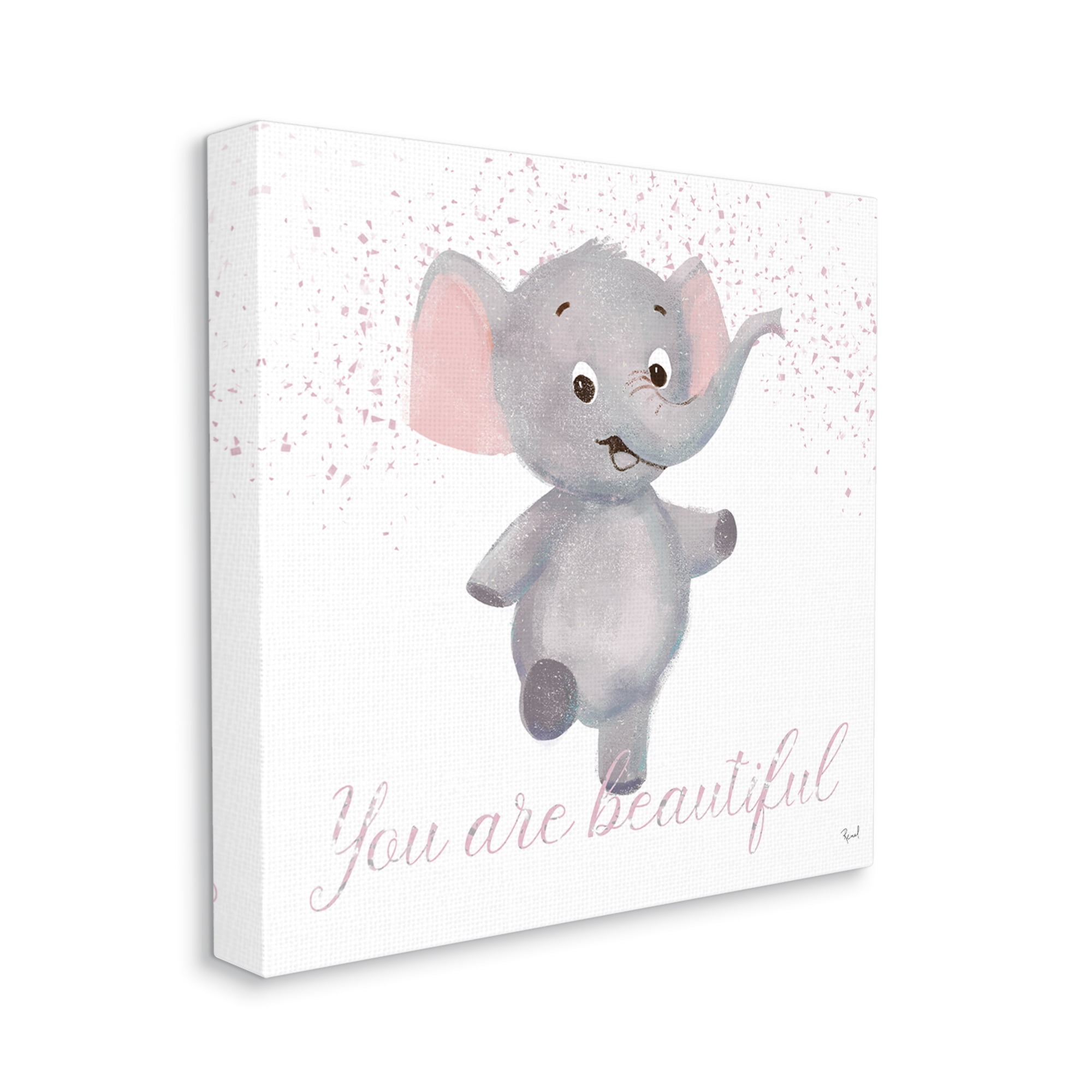 Stupell Industries You Are Beautiful Elephant Animals & Insects Painting Gallery Wrapped Canvas Art Print Wall Art, 30 x 30
