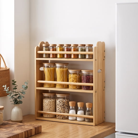 3 Tier Bamboo Spice Rack Organizer