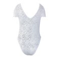 thumbnail image 4 of Women's Soild Color Lace V Open Back Design Jumpsuit Tops Hide Tummy, 4 of 4