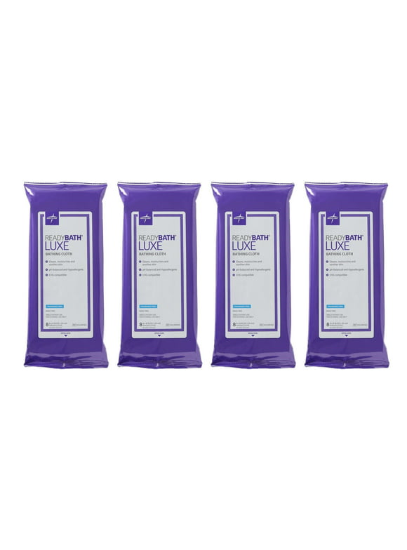 ReadyBath LUXE Bathing Wipes 8x8 Unscented 8Ct, 4 Pack - MSC095103