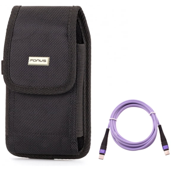 Purple 10ft PD Cable w Case Belt Clip for Samsung Galaxy S22 Ultra,S21,S21 Ultra,S21 Plus,Ultra S20 Plus,S20 Fan Edition - Type-C to USB-C Fast Charger Cord Extra Long, Swivel Holster Rugged