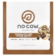 No Cow Vegan Protein Bars, Chocolate Chip Cookie Dough, Box of 12
