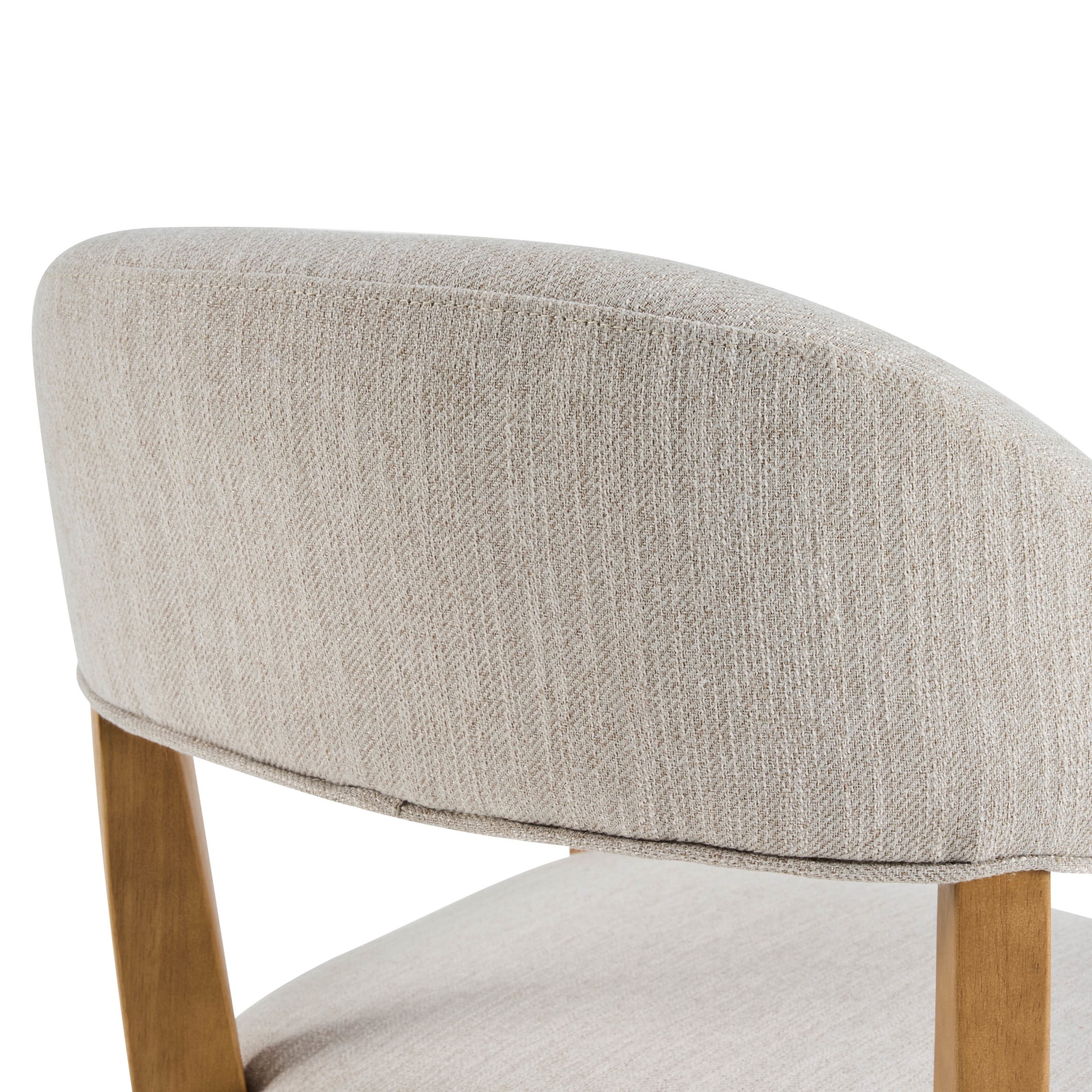 Christopher Knight Home Mid Century Dining Set for 4, Wood Table with Upholstered Arm Chairs, Natural+Beige