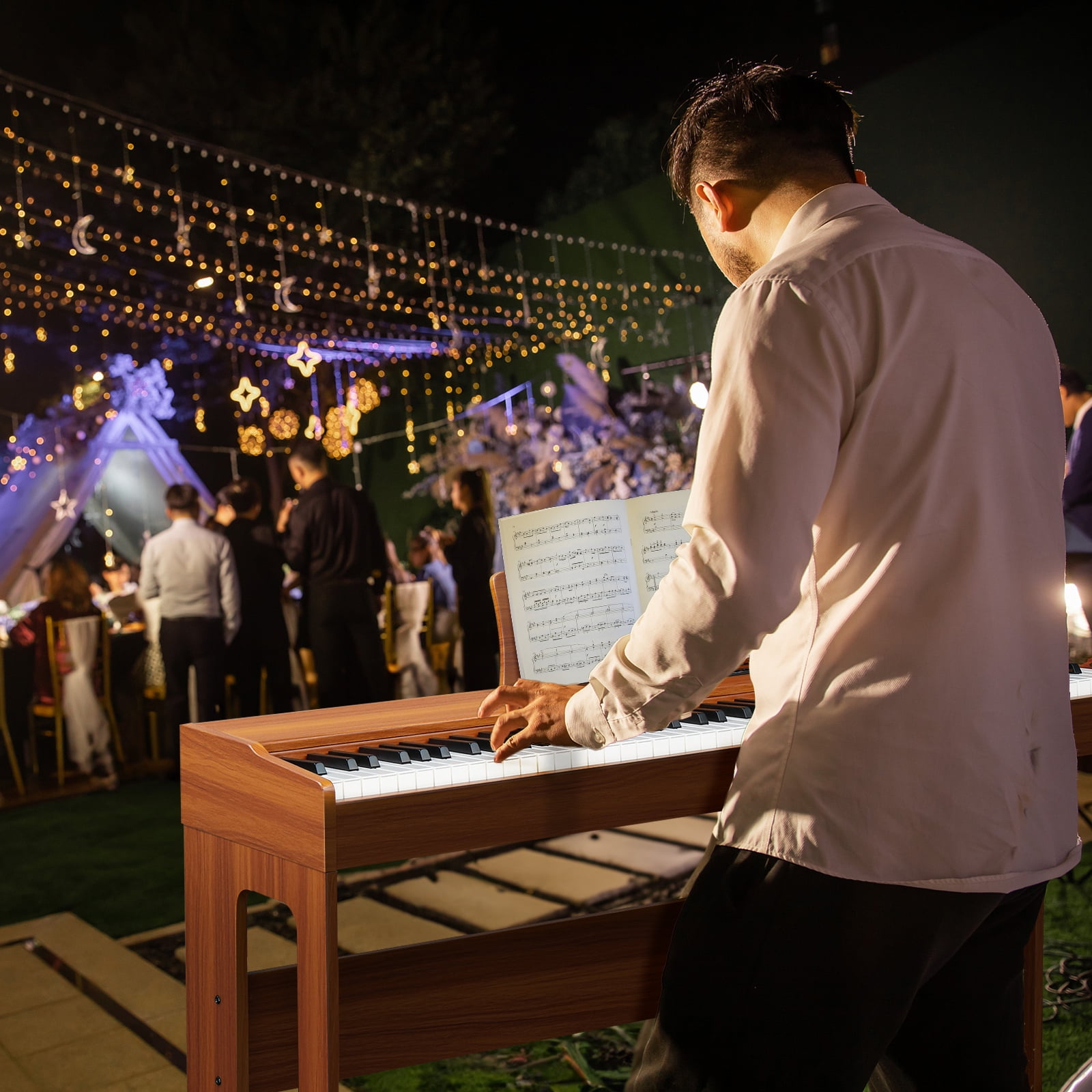 Tcbosik 88 Keys Full Weighted Keyboard, Digital Piano with Stand, 3 Pedals, Dual Bluetooth, Headphone and Built-in Speaker for Music Lovers, Walnut