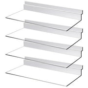 Skywin Slatwall Shelves - Clear Plastic Shelves for Wall - 4 Pack, 9 x 4 Inches Hanging Slat Wall Shelves and Fixtures For Retail Display Shelves, or Shoe Shelves for Wall, Slat Wall Shelf, Wall Slat