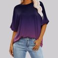 thumbnail image 1 of MKLEKYY Playeras Mujer Camiseta Holgada Informal De Verano Para Mujer, Con Cuello Redondo, Estampado De Rayas Y Degradado, De Manga Corta, 281 Talla XXL, 1 of 3