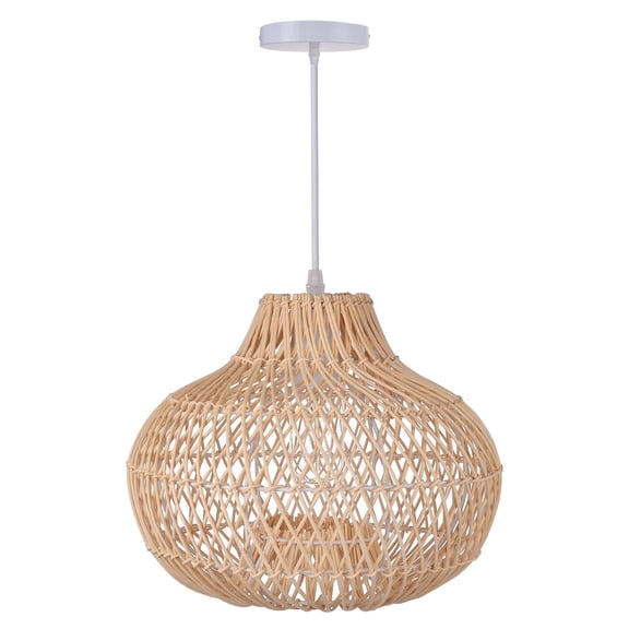 Hollymoon Rattan Pendant Light, Farmhouse Natural Raindrop Basket Ceiling Light for Dining Room Kitchen Island Bedroom Living Room