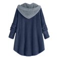 thumbnail image 2 of Lindbes Clearance Womens Plus Size Button Jacket Plush Solid Color Hooded Jacket Loose Cardigan Coat Winter Jacket Sweater, 2 of 3