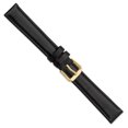 thumbnail image 4 of 20mm Black Italian Leather Gold-tone Buckle Watch Band, 4 of 6