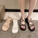 thumbnail image 2 of Sandalias de tacón transparente para mujer, zapatos cómodos para mujer, zuecos, zapatos cruzados de cuña, sandalias de plataforma de gladiador para niñas medianas de verano 39 Gao Jinjia LED, 2 of 2