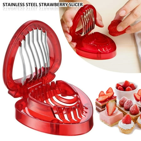 

Duety Strawberry Slicer Tool Stainless Steel Strawberry Cutter with Sharp Blade Small Portable Strawberry Pedicle Remover Household Kitchen Gadgets for Fruit Cutting