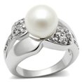 thumbnail image 1 of Alamode 3W182-9 Women Rhodium Brass Ring with Synthetic in White - Size 9, 1 of 1