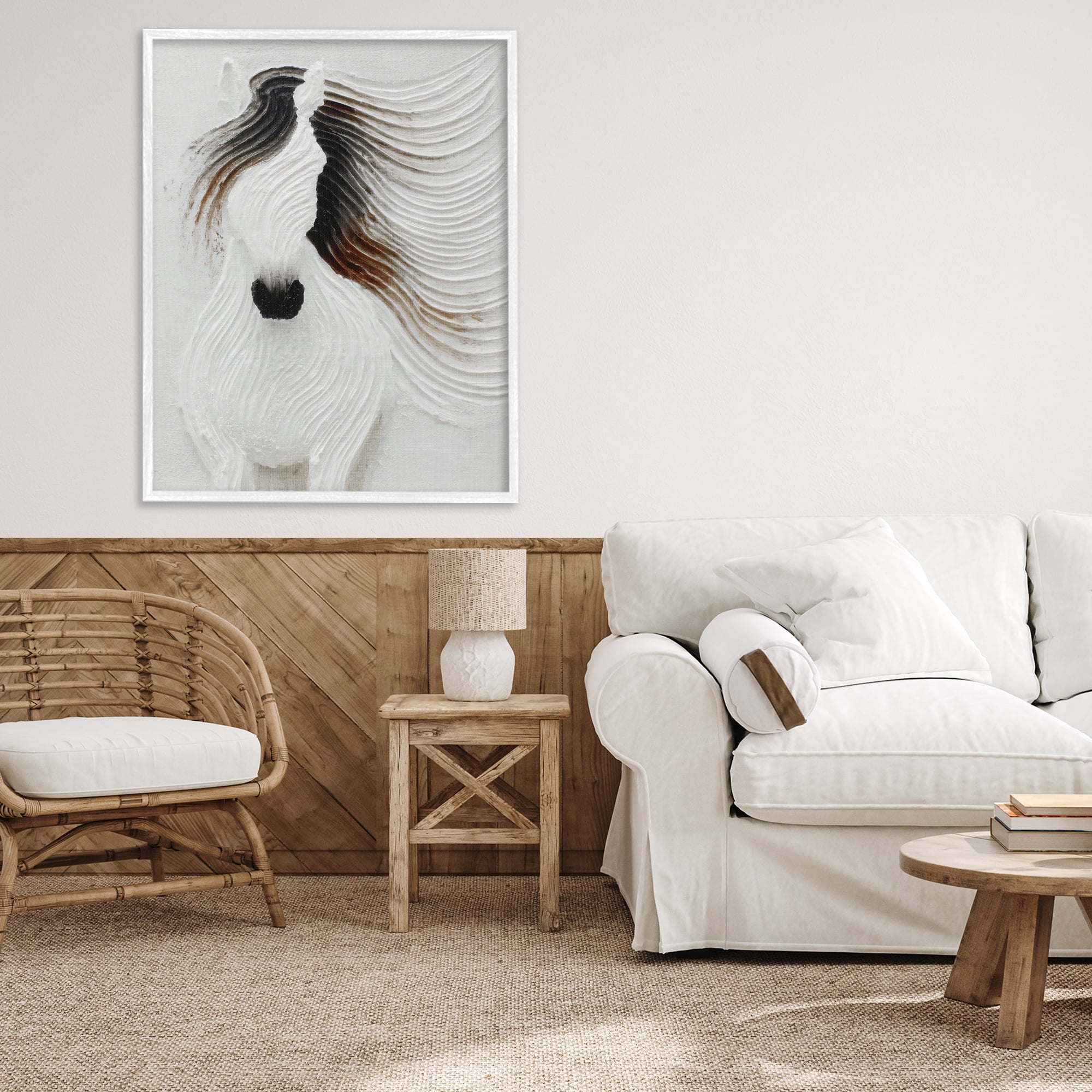 Stupell Industries Grooved Horse in Flowing Motion White Framed Giclee Art, design by Ink Drop Loft