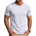 thumbnail image 7 of Mens T Shirts Casual Basic Short Sleeve Crewneck Tops Summer Gym Workout Athletic Lightweight Performance Tees White 3XL, 7 of 7