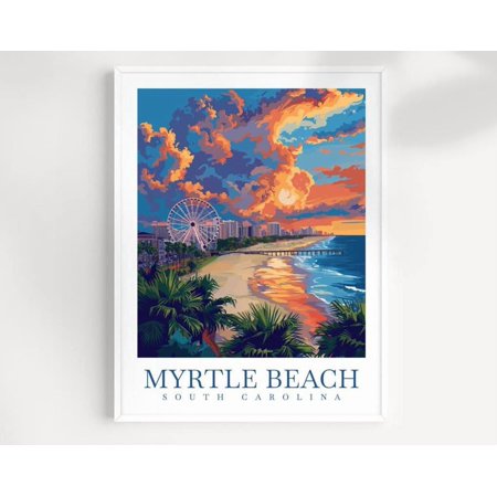 Myrtle Beach Travel Poster South Carolina Wall Art Myrtle Beach Wall Hanging Myrtle Beach Home Décor Usa Gift Art Lovers Myrtle Beach Poster ,Decor For Living Room Bedroom, 8x12 UNFRAMED