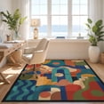 thumbnail image 3 of Design&I 8'x10' Washable Area Rug Snag-Free Multicolor Geometric Abstract Design Dynamic Shapes with Bold Modern for Dining Room, Large Office, Lounge, 3 of 7