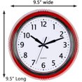 thumbnail image 4 of Horloge Murale Rétro 10 Pouces Rouge Cuisine Design Vintage des Années 50 Ronde Silencieuse Sans Tic-Tac à Pile Quartz de Qualité, 4 of 4