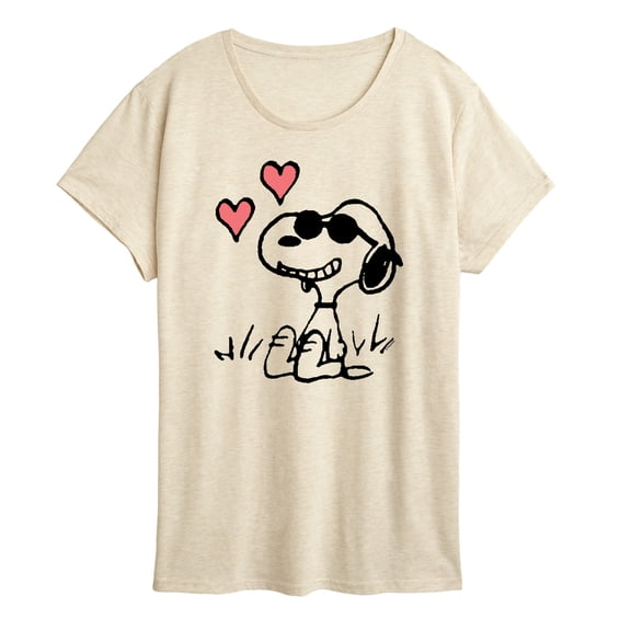 Peanuts - Joe Cool Sitting Hearts - Women's Short Sleeve Graphic T-Shirt