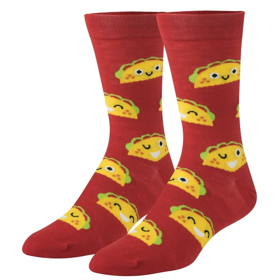 Crazy Socks, Tacos, Funny Socks for Men Women, Fun Crew Print, Large