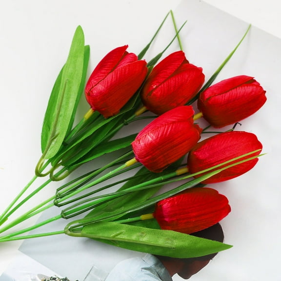 Tulip Bulbs Outdoor Tulip Bouquet Tulip Stem Bouquet Luxury Faux Tulips Bouquet Tulip Centerpiece Flower Bouquets Six Headed Tulip Artificial Decorative Flower 12.2 Inch (1Pcs)