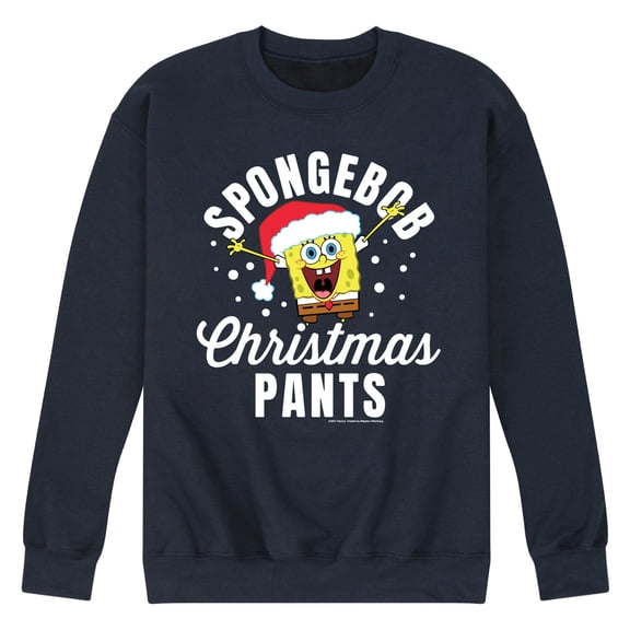 SpongeBob SquarePants - Christmas Pants - Men's Crew Neck Fleece Pullover