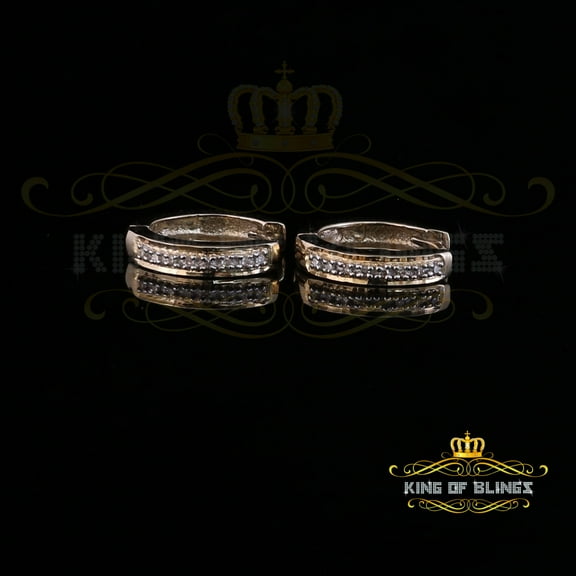 King of Bling's 0.07ct Diamond 925 Sterling Silver Yellow Hoop Stud Earrings For Men's / Women's