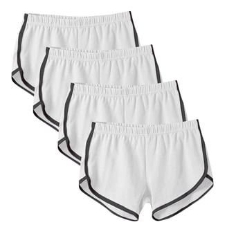 Women's Workout Shorts - Soft Stretch Athletic Dolphin Shorts, Booty Shorts With Side Stripes, White