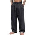 thumbnail image 2 of Blmnix Baggy Pants for Men Palazzo Low Rise Linen Pants Lightweight Pants Jeans Long Straight-Leg Black Men's Casual Pants,M, 2 of 9