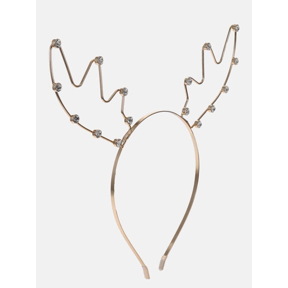 Way to Celebrate Women's Gold Metal Reindeer Antler Headband, 1 Piece, One Size Fits Most