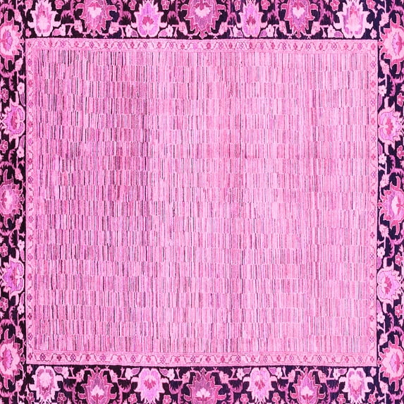 Ahgly Company Indoor Square Abstract Pink Modern Area Rugs, 4' Square