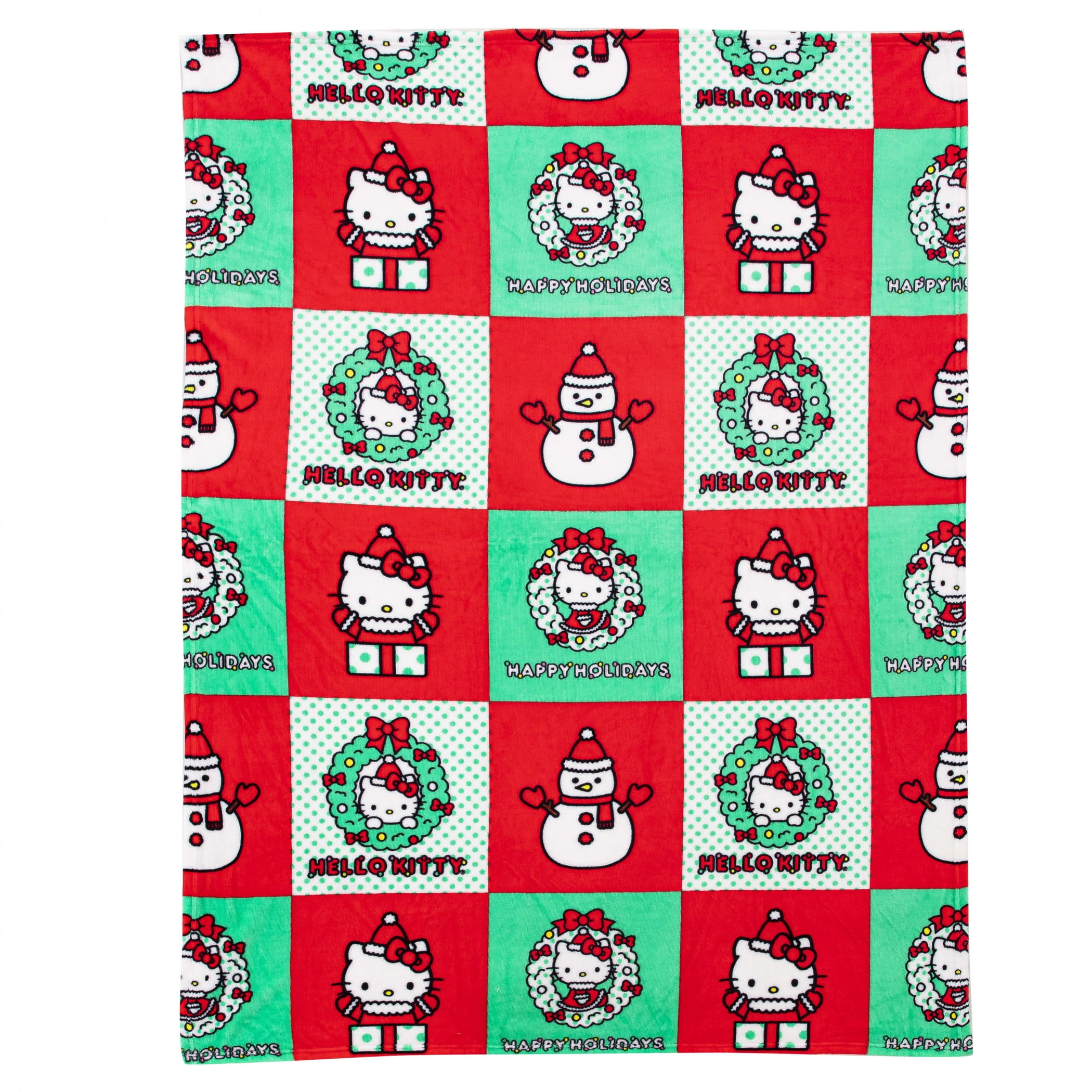 Hello Kitty Holiday Hugs Sanrio Kids Silk Touch Throw Blanket, 50 x 70 inches Red and Green – Soft Plush Fleece Throw Blanket