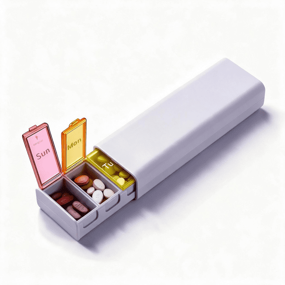 7-Day Pill Oragnizer Case, Weekly Pill Box Perfect for Daily Use & Travel, 50% More Space, White