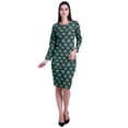 thumbnail image 3 of Moomaya Printed Full Sleeve Bodycon Dress for Women Scoop Neck Side Slit Casual Clothing, 3 of 8