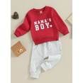thumbnail image 3 of Bagilaanoe 2Pcs Toddler Baby Girl Boy Valentine’s Day Clothes Letter Print Long Sleeve Sweatshirt Tops + Sweatpants 6M 12M 18M 24M 3T Kids Fall Pants Set, 3 of 9