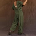 thumbnail image 4 of Voncos Women's Jumpsuit Loose Straight-Leg Short Sleeve Casual with Pockets Overalls Pants Army Green Trousers Size XL, 4 of 7