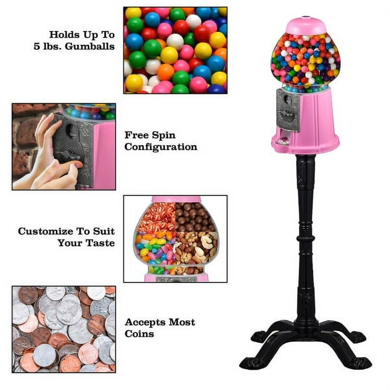 Great Northern Popcorn Pink Gumball Machine - 15-inch Vintage Metal and  Glass Candy Dispenser Machine for Home Coin Operated Toy Bank with Free  Spin in the Specialty Small Kitchen Appliances department at
