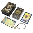 thumbnail image 2 of Nuevo juego de mesa impermeable de PVC de plástico con estampado en caliente de cartas de Tarot de lámina dorada Waite de oro negro, venta al por mayor, 2 of 5
