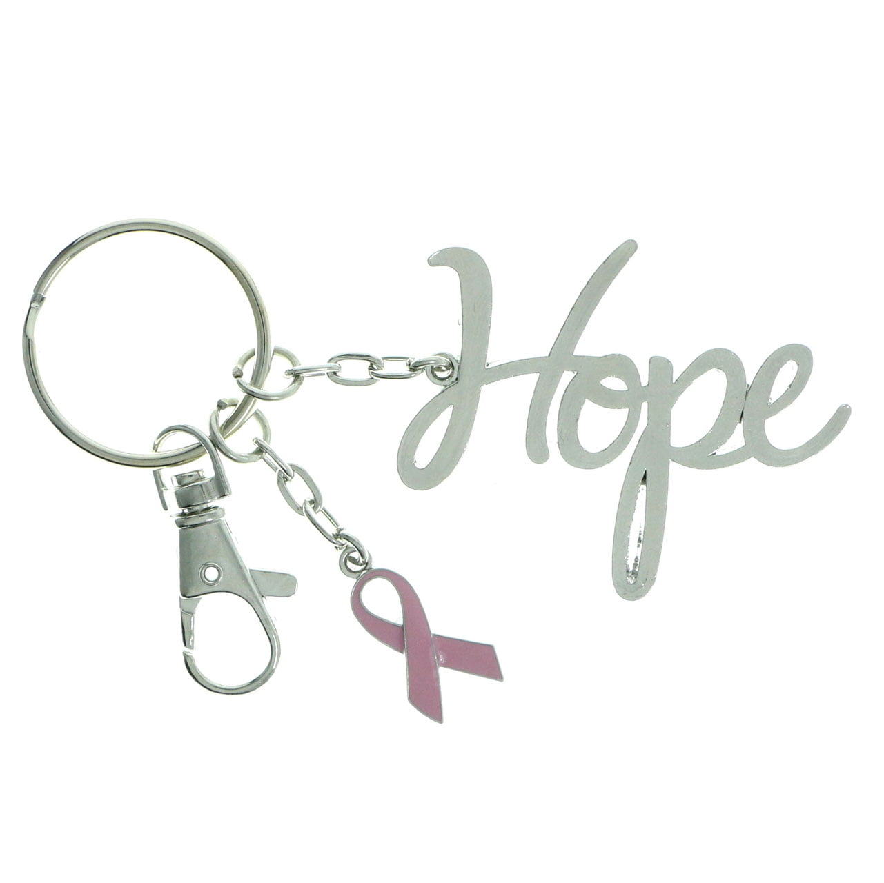 Hope BREAST CANCER SILVERTONE HOPE RIBBON CHARM & LOBSTER CLASP ATTACH TO ANYTHING 