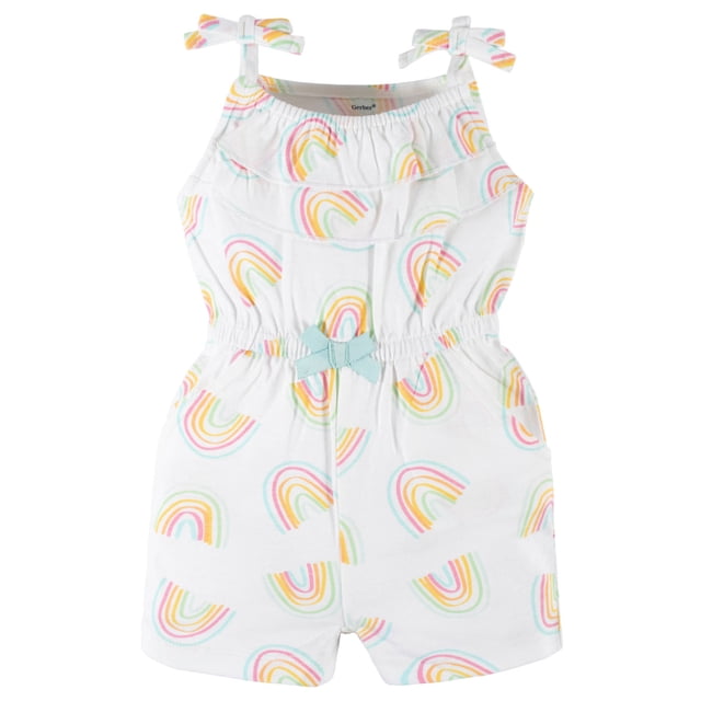 Gerber Romper blanco y arcoiris para bebe 100% algodón verano 1 a 5 años