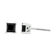 thumbnail image 3 of Haus of Brilliance .925 Sterling Silver 1/2 Cttw Womens Princess Cut Treated Black Diamond Screw-Back 4-Prong Classic Stud Earrings (Color-Enhanced, I2-I3 Clarity), 3 of 6
