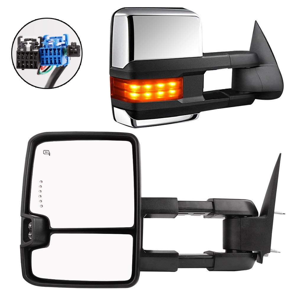 DNA Motoring TWM-031-T999-CH-SM-R For 1988 to 2002 Chevy GMC C / K Chrome  Powered+Smoked LED Turn Signal Towing Mirror (Right / Passenger) -  Walmart.com