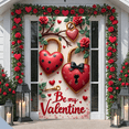 thumbnail image 6 of Red Heart Valentine Banner Pink Rose Love Display Gold Lock Green Leaf Heart Backdrop for Valentine's Day Party Romantic Date Anniversary Celebration, 6 of 9